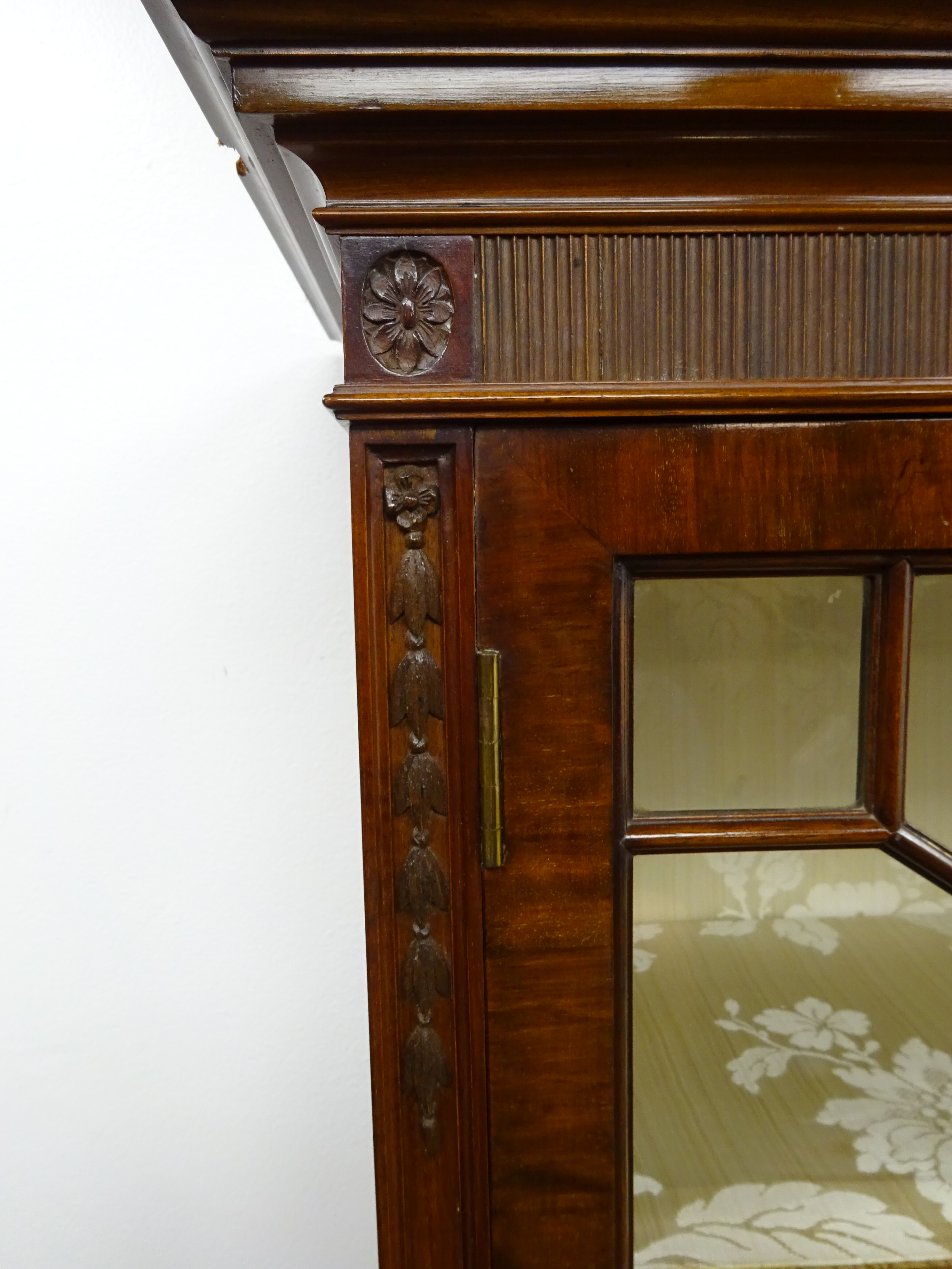 Early 20th century bow fronted walnut sideboard, projecting cornice, - Image 3 of 5