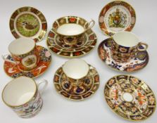 Royal Crown Derby Imari pattern trio and earlier demitasse cup and saucer both no. 1128, saucer no.