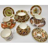 Royal Crown Derby Imari pattern trio and earlier demitasse cup and saucer both no. 1128, saucer no.