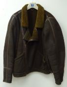 Panelled leather 'Fyling' jacket with sheepskin lining,