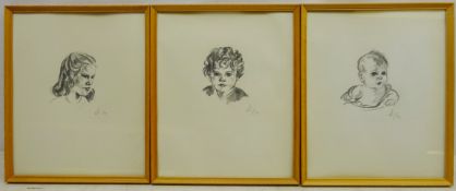 Portrait Studies, three contemporary pencil drawings signed with monogram and dated '79,