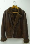 Panelled leather 'Fyling' jacket with sheepskin lining,