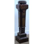 Late Victorian rosewood torchere, with carved and gilt decoration, fluted tapering column,