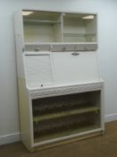 Vintage kitchen unit, two sliding glazed units above three drawers,