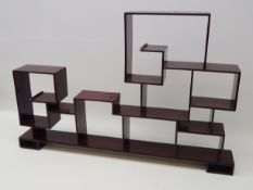 Chinese rosewood curio display shelf, L80cm x H52cm x D9.