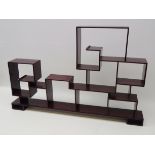 Chinese rosewood curio display shelf, L80cm x H52cm x D9.