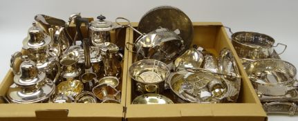 Quantity of silver-plated ware including two tea sets, serving tray,