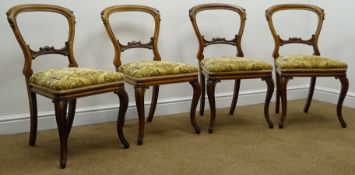Set four Victorian spoon back rosewood chair,