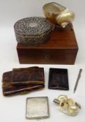 1930s silver cigarette case by W T Toghill & Co, simulated tortoise shell vanity case,