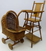 Childs wicker dolls stroller and metamorphic high chair (2) Condition Report <a