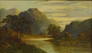 Mountainous River Landscape, oil on canvas by signed W. Richards aka Francis E.