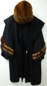 Vintage cape coat with musquash cuffs by Hockley and matching musquash muff
