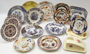 Early 29th century and later Masons Ironstone plates, some having Chinoiserie design,