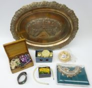 Collection of costume jewellery, powder compacts,