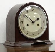 Art Deco Enfield mantel clock, arched top Bakelite case with Arabic dial,