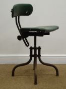 Mid 20th century adjustable metal framed office swivel chair,