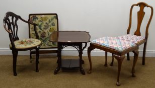 Walnut nest of tables, barley twist chair, needlework chair,