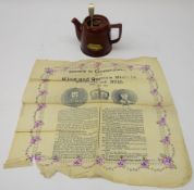 1914 commemorative paper napkin; a souvenir for the King and Queen's Visit to Retford and Hull,