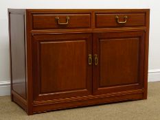 Chinese rosewood sideboard, two drawers above two cupboard doors, shaped apron, W102cm, H74cm,