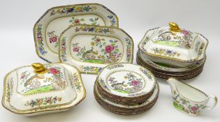 Mid Victorian 'Peacock' pattern dinner service comprising six dinner, side & tea plates,