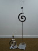 Art Deco style chrome standard lamp with shade (H135cm) and matching table lamp (This item is PAT