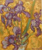 Study of Iris, 20th century oil on panel signed and dated Curley '60,