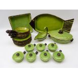 French green glazed dinner service by Etienne Noel comprising nine plates,