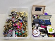 Large collection of costume jewellery including box sets, watches,