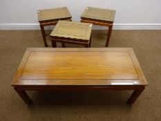 Three Chinese rosewood lamp tables (W47cm, H46cm,