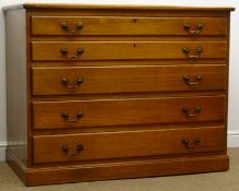 Edwardian mahogany chest, moulded top, five graduating drawers, platform base, W126cm, H99cm,
