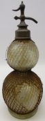 Early 20th century French soda syphon, double gourd form partly encased in wirework mesh,
