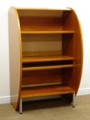 American cherry tambour fronted oval home office unit, fitted interior , W96cm, H158cm,