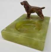 Art Deco onyx pin dish with Cocker Spaniel painted spelter mount,