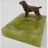 Art Deco onyx pin dish with Cocker Spaniel painted spelter mount,