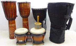 Meinl Djembe drum with case, Meinl Headliner bongo drums,
