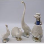 Four Nao figures; tall Swan (no.