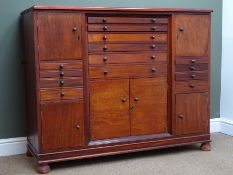 Edwardian mahogany specimen cabinet, moulded top, six long and eight graduating drawers,