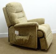 Sherborne electric riser reclining armchair, upholstered in a dark beige farbic,