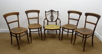 Set four 19th century mahogany dining chairs, shaped cresting rail, solid carved seat,