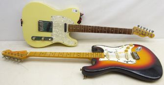 Squier Tele electric guitar California series, by Fender and another electric guitar,