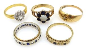 Diamond and sapphire ring, further diamond ring,