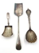Silver caddy spoon by John Thropp, Birmingham 1818, Victorian caddy spoon by H J Lias & Son,