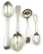 Pair of silver tablespoons, ladle and teaspoon,