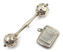 Edwardian silver vesta and combined stamp holder by William Light,
