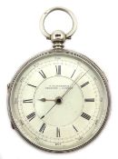 Victorian silver key wound chronograph pocket watch by P.