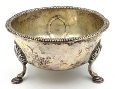 Edwardian silver bowl on thee hoof feet by C J Vander,