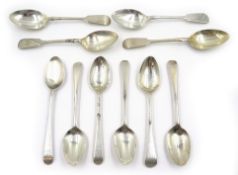 Set of five Georgian silver dessert spoons, set of four dessert spoons by William Hutton & Sons Ltd,