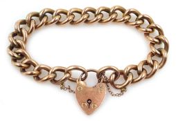 Victorian 9ct rose gold curb link braclet with locket clasp,