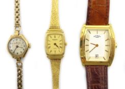 Crusader ladies 9ct gold bracelet wristwatch,