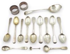 Various Georgian and later silver flatware and napkins, approx 8.